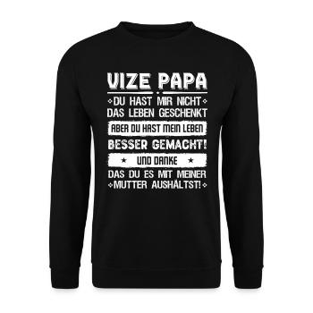 Stiefvater Papa Vater Geschenk T-Shirt bester vize - Unisex Pullover - Schwarz - Vorne - Alina (178cm) & Michal (187cm)