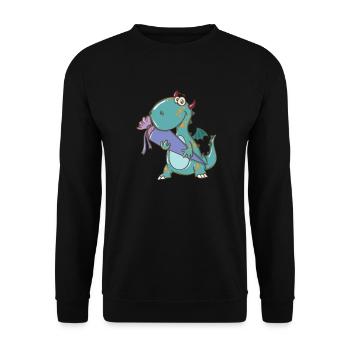 Dino avec cartable - Sweat-shirt Unisexe - noir - Devant - Alina (178cm) & Michal (187cm)