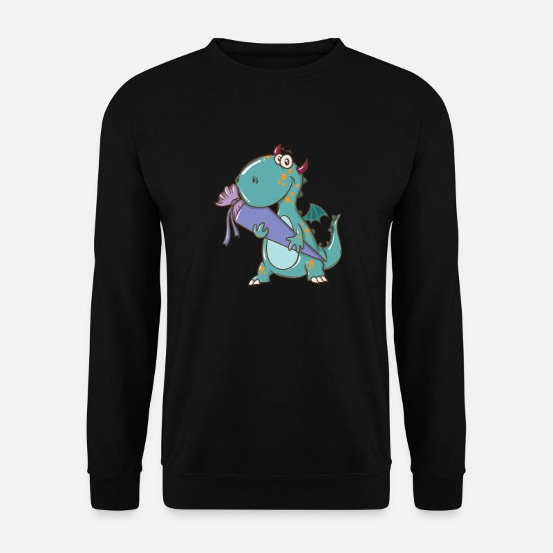 Dino with school bag - Unisex Sweatshirt - black