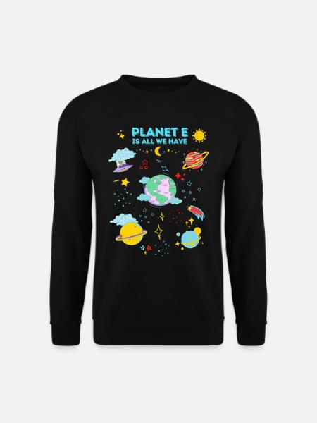 "Planet E" Space & Planet Illustration Design - Unisex Pullover - Schwarz