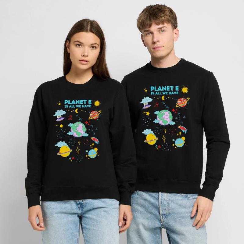 Conception d'illustration de l'espace et de la planète "Planet E" Sweat-shirt Unisexe