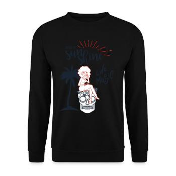 "Sunshine Live Music" Illustration Grafikdesign - Unisex Pullover - Schwarz - Vorne - Alina (178cm) & Michal (187cm)