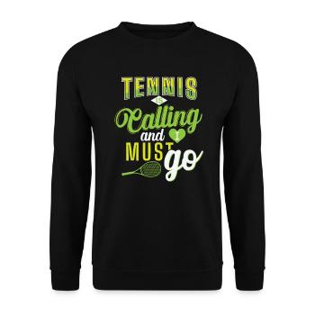 Tennis "Tennis is Calling" - Unisex Pullover - Schwarz - Vorne - Alina (178cm) & Michal (187cm)