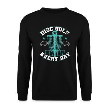 Discgolf everyday Korb Frisbee - Unisex Pullover - Schwarz - Vorne - Alina (178cm) & Michal (187cm)