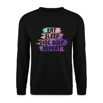 Eat Sleep Disc Golf Répéter - Sweat-shirt Unisexe - noir - Devant - Alina (178cm) & Michal (187cm)