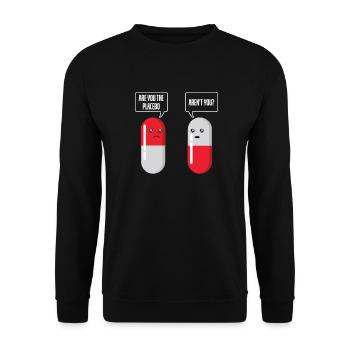 Placeboeffekt verwirrt selbst Scheinmedikament - Unisex Pullover - Schwarz - Vorne - Alina (178cm) & Michal (187cm)