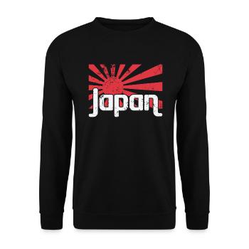 Japan Flagge aufgehende Sonne - Unisex Pullover - Schwarz - Vorne - Alina (178cm) & Michal (187cm)