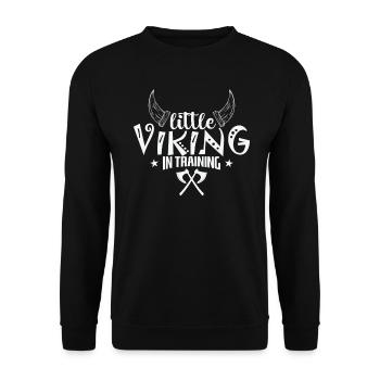 Little Viking in Training Wikinger - Unisex Sweatshirt - black - Front - Alina (178cm) & Michal (187cm)