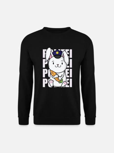 Polizei Hase mit Polizeimütze Kaninchen - Unisex Pullover - Schwarz