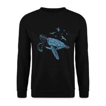 Turtle in the water with birds in the sky - Unisex Sweatshirt - black - Front - Alina (178cm) & Michal (187cm)