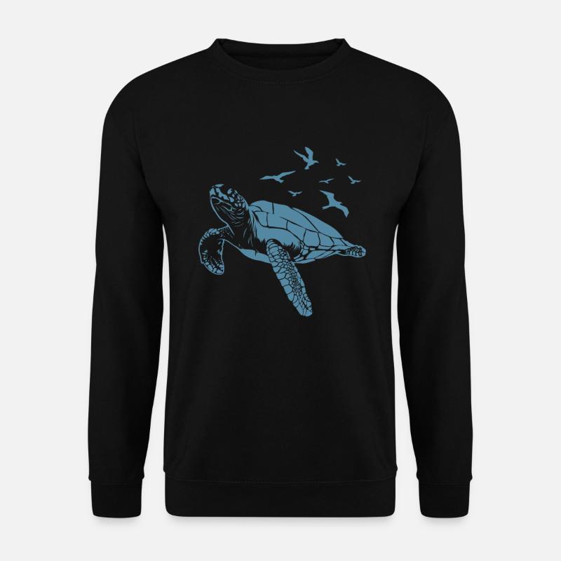 Schildkröte im Wasser mit Vögel am Himmel - Unisex Pullover - Schwarz