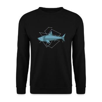 Origami shark as paper form - Unisex Sweatshirt - black - Front - Alina (178cm) & Michal (187cm)