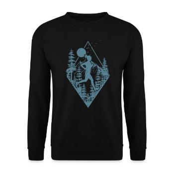 Trail running in the forest - Unisex Sweatshirt - black - Front - Alina (178cm) & Michal (187cm)