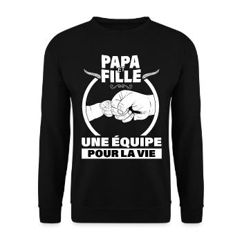 Papa et fille une équipe pour la vie - Sweat-shirt Unisexe - noir - Devant - Alina (178cm) & Michal (187cm)