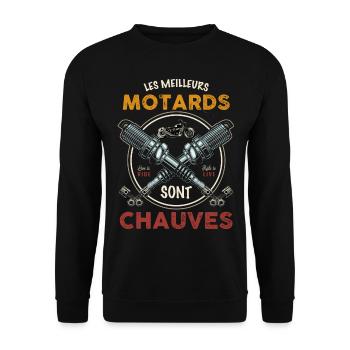 Meilleurs chauves motards, idée cadeau humour moto - Sweat-shirt Unisexe - noir - Devant - Alina (178cm) & Michal (187cm)