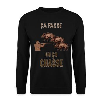 Chasse idée cadeau, chasse humour chasseur - Sweat-shirt Unisexe - noir - Devant - Alina (178cm) & Michal (187cm)