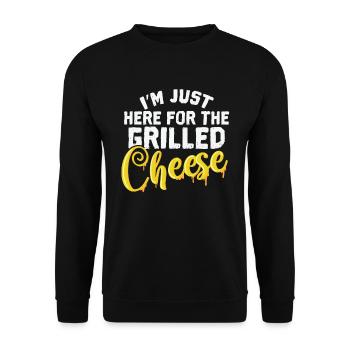 Käse I'm Just Here For The Grilled Cheese - Unisex Pullover - Schwarz - Vorne - Alina (178cm) & Michal (187cm)