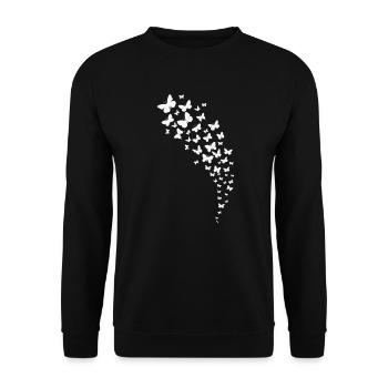 schöner Schmetterling Schwarm - Unisex Pullover - Schwarz - Vorne - Alina (178cm) & Michal (187cm)
