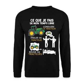 Tracteur agriculteur passion humour métier - Sweat-shirt Unisexe - noir - Devant - Alina (178cm) & Michal (187cm)