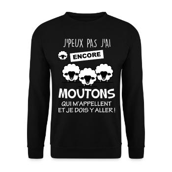 Je peux pas j'ai encore mes moutons - Sweat-shirt Unisexe - noir - Devant - Alina (178cm) & Michal (187cm)