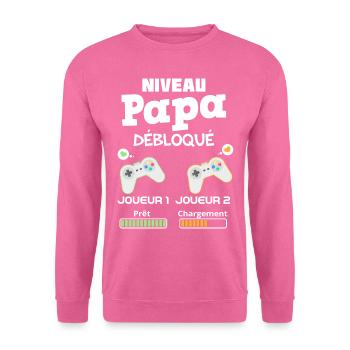 Papa et bébé joueurs de jeux vidéos - Sweat-shirt Unisexe - rose - Devant