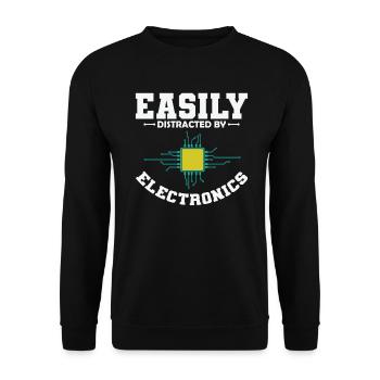 Easily Distracted By Electronics Beruf - Unisex Pullover - Schwarz - Vorne - Alina (178cm) & Michal (187cm)