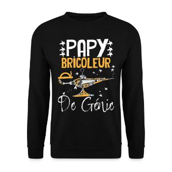 Papy Bricoleur De Génie Citation Cadeau Grand-Père - Sweat-shirt Unisexe - noir - Devant - Alina (178cm) & Michal (187cm)