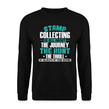 Stamp Collecting it's all about the Journey - Unisex Sweatshirt - black - Front - Alina (178cm) & Michal (187cm)