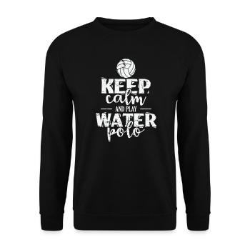 Wasserball Keep calm and play Water Polo - Unisex Sweatshirt - black - Front - Alina (178cm) & Michal (187cm)