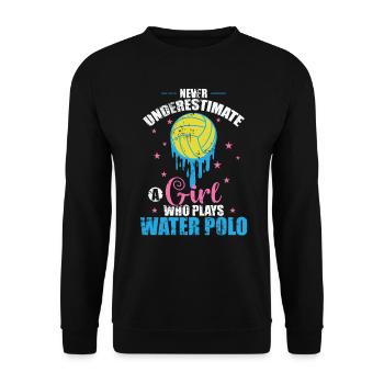 Never underestimate a Girl who play Water Polo - Unisex Sweatshirt - black - Front - Alina (178cm) & Michal (187cm)