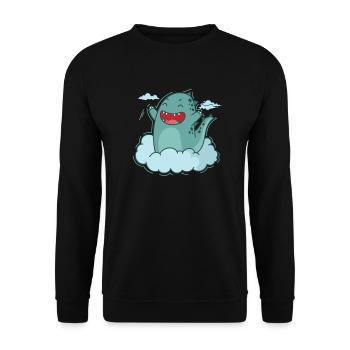 Dino in a Cloud Dinosaur Reptile - Unisex Sweatshirt - black - Front - Alina (178cm) & Michal (187cm)
