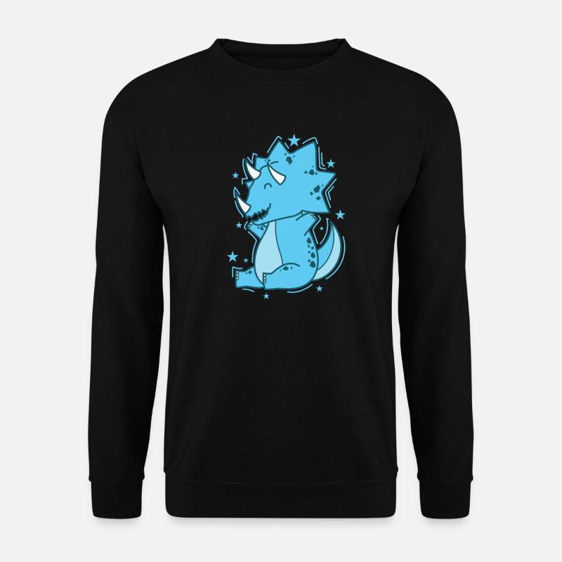 small Dino Triceratops is happy - Unisex Sweatshirt - black