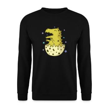 Dino in einem Ei Dinosaurier Reptil Tier - Unisex Pullover - Schwarz - Vorne - Alina (178cm) & Michal (187cm)