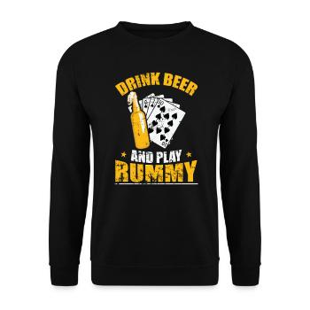 Drink Beer and play Rummy Card Game Romme - Unisex Sweatshirt - black - Front - Alina (178cm) & Michal (187cm)