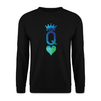 Euchre Herz Dame Kartenspiel Spielkarten - Unisex Pullover - Schwarz - Vorne - Alina (178cm) & Michal (187cm)