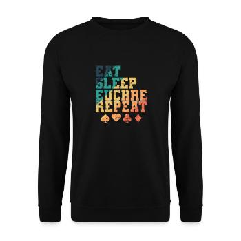 Manger dormir Euchre Répéter les cartes de jeu de cartes - Sweat-shirt Unisexe - noir - Devant - Alina (178cm) & Michal (187cm)