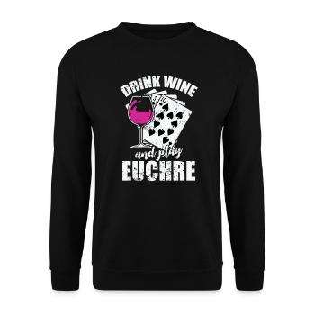 Buvez du vin et jouez au jeu de cartes Euchre - Sweat-shirt Unisexe - noir - Devant - Alina (178cm) & Michal (187cm)