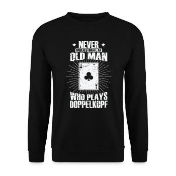 Ne sous-estimez jamais un vieil homme par Doppelkopf - Sweat-shirt Unisexe - noir - Devant - Alina (178cm) & Michal (187cm)
