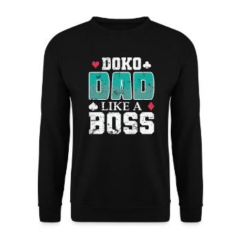 Doko Dad Like a Boss Card Game Hobby - Unisex Sweatshirt - black - Front - Alina (178cm) & Michal (187cm)