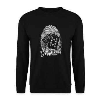 Double Head Fingerprint DNA Card Game - Unisex Sweatshirt - black - Front - Alina (178cm) & Michal (187cm)