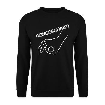 reingeschaut Hand Finger Spiel lustig Männer Frau - Unisex Pullover - Schwarz - Vorne - Alina (178cm) & Michal (187cm)