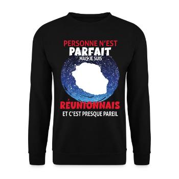 Réunionnais Parfait Idée Cadeau Homme la Réunion - Sweat-shirt Unisexe - noir - Devant - Alina (178cm) & Michal (187cm)