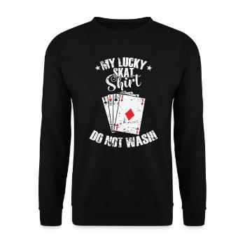 My lucky Skat Tee Do not Wash Kartenspiel - Unisex Pullover - Schwarz - Vorne - Alina (178cm) & Michal (187cm)