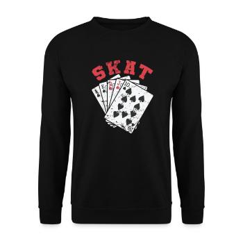 Skat Kartenspiel Spielkarten Reizen Buben - Unisex Pullover - Schwarz - Vorne - Alina (178cm) & Michal (187cm)