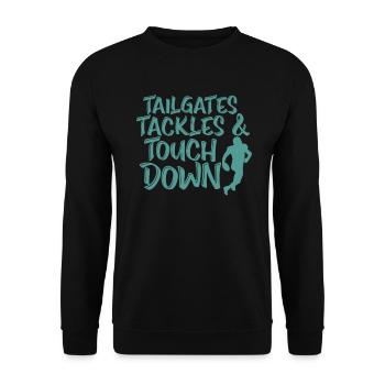 Tailgates Tackles and Touch Down Amerika - Unisex Pullover - Schwarz - Vorne - Alina (178cm) & Michal (187cm)
