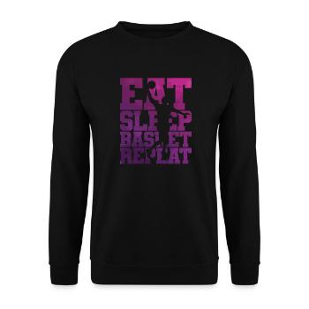 Eat Sleep Basketball Repeat Ballsport USA - Unisex Sweatshirt - black - Front - Alina (178cm) & Michal (187cm)