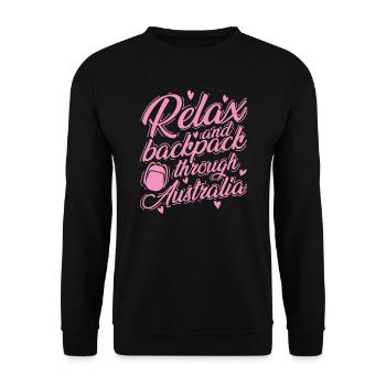 Relax and Backpack through Australia Outback - Unisex Sweatshirt - black - Front - Alina (178cm) & Michal (187cm)