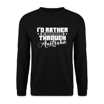 I'd rather Backpacking through Australia - Unisex Sweatshirt - black - Front - Alina (178cm) & Michal (187cm)
