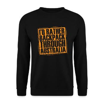 I'd rather Backpack through Outback Australia - Unisex Sweatshirt - black - Front - Alina (178cm) & Michal (187cm)