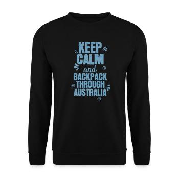 Keep Calm and Backpack through Australia - Unisex Sweatshirt - black - Front - Alina (178cm) & Michal (187cm)